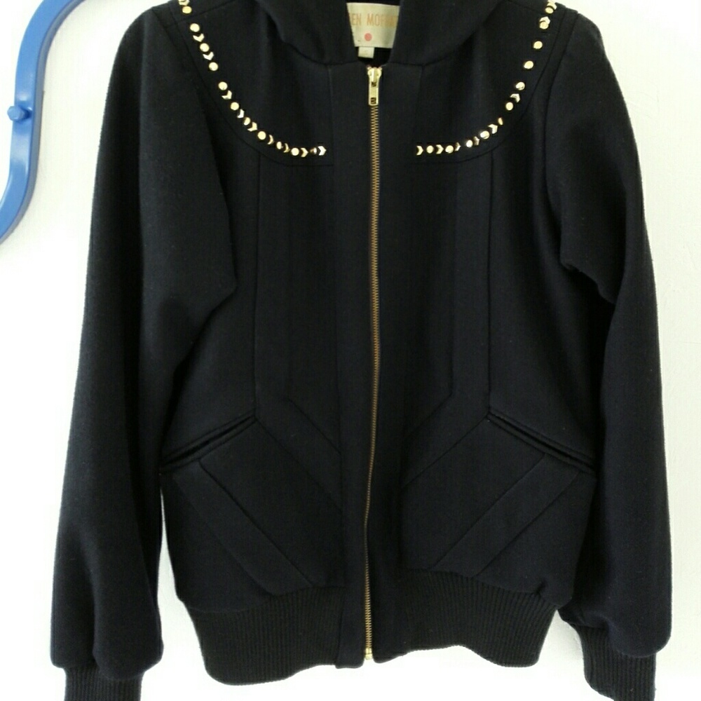 Lauren Moffatt wool bomber jacket zip hoodie